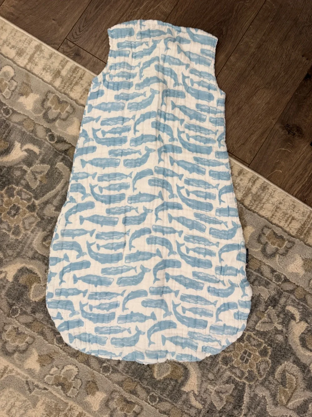 Bebe au Lait Blue Whale Muslin Sleep Sack (6-12 months)
